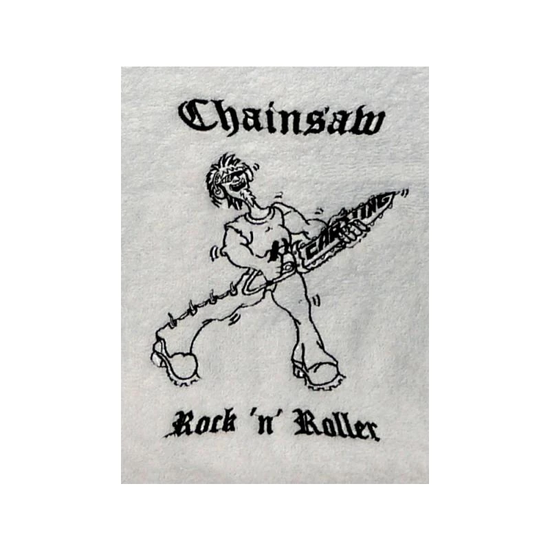 Besticktes Duschtuch Chainsaw Rock n Roller