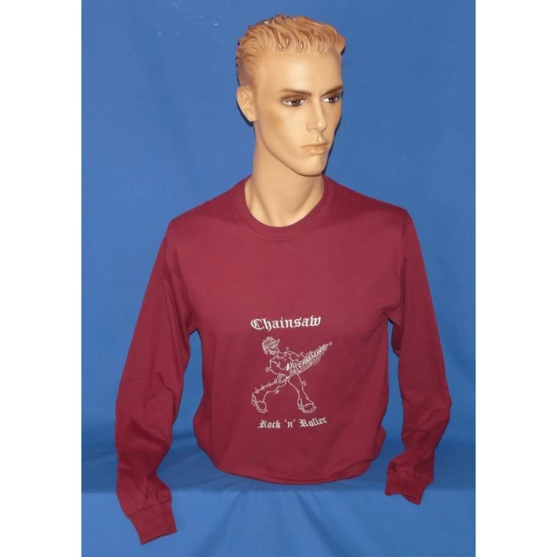 Besticktes Langarmshirt Chainsaw Rock n Roller für Herren